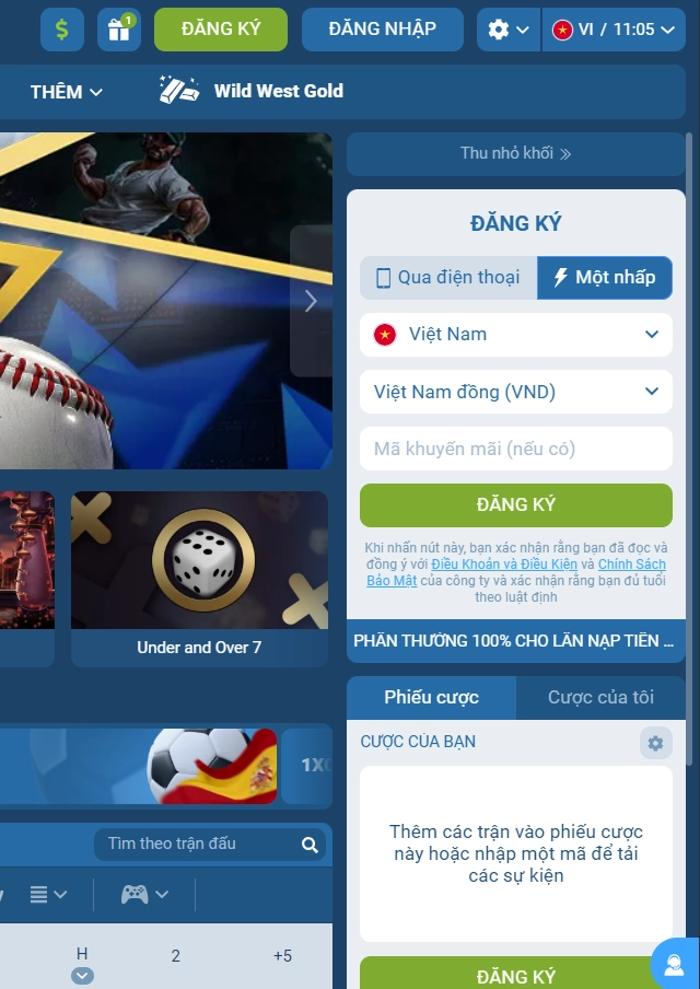 Nạp tiền vào tài khoản và rút tiền thắng cược